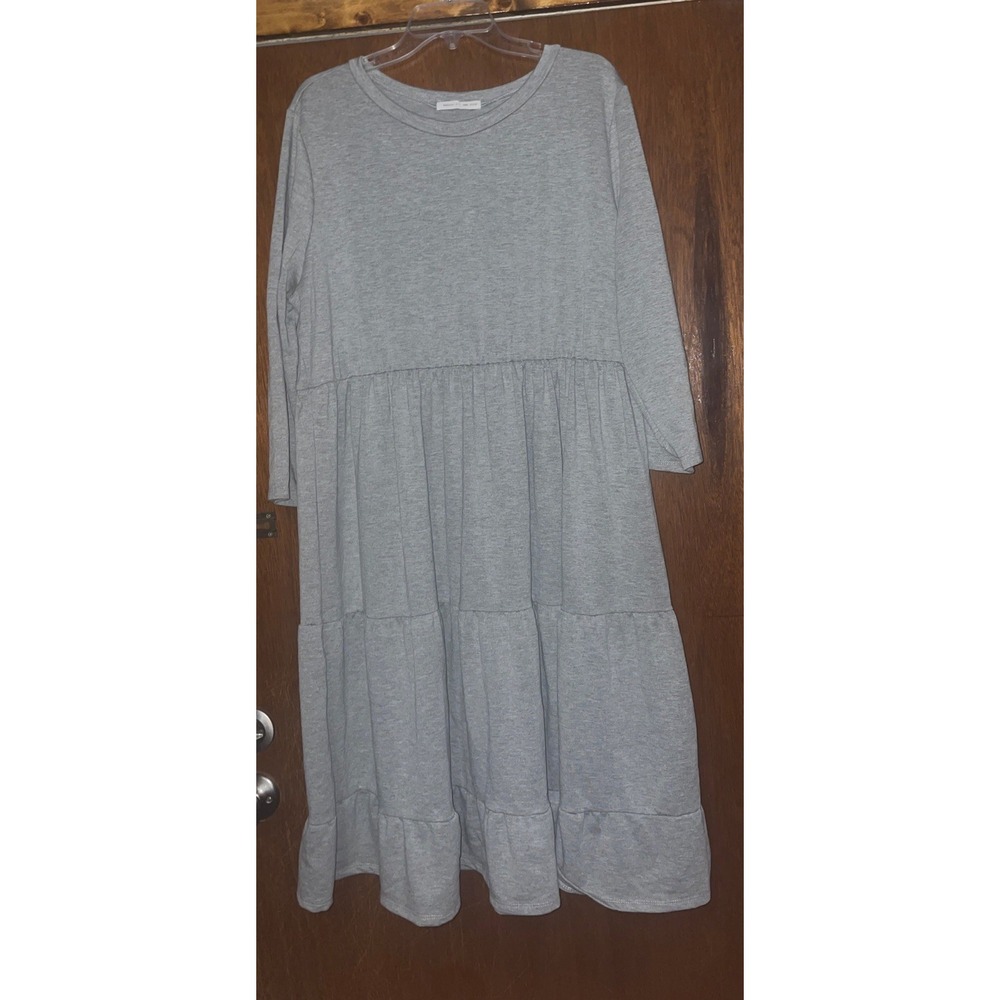 Reborn J Dress Womens 3XL Gray Long Sleeve Tiered Knit Pullover Classic Stretch